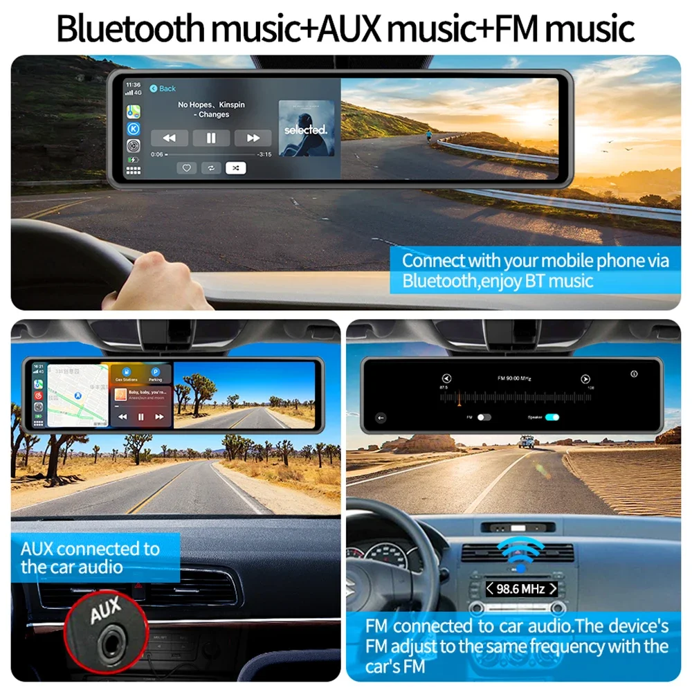 Imagebon 12" 4K ADAS Dash Cam Wireless CarPlay & Android Auto 5G WiFi Rearview Mirror Car DVR GPS FM Bluetooth Night Vision - Image 5